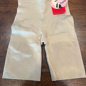 SPANX Mid-Thigh Shaper in Tan, size M